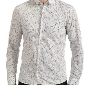 Hugo Boss White Abstract Pattern Shirt